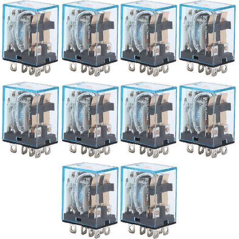 10 Stück Spulenleistungsrelais, klein, mittelgroß, elektromagnetisch, 8-polig, 2-polig, 2-polig, 110 V (1/4)
