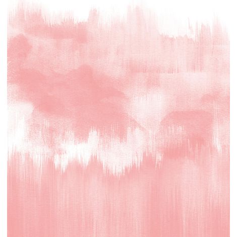 Papier peint panoramique rose clair aquarelle | Tapisserie panoramique rose & blanche effet peinture | Papier peint panoramique pastel chambre fille - 192 X 260 cm (4 pièces) (1/2)