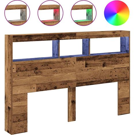 Maison Exclusive - Cabecero de cama con LED madera vieja 160x17x1