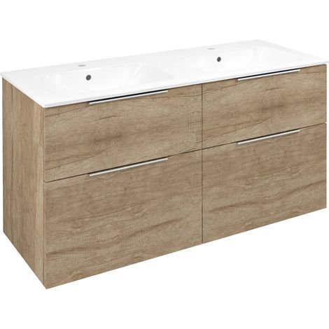 Meuble vasque CIRASA 118,4x64x46cm, chêne alabama