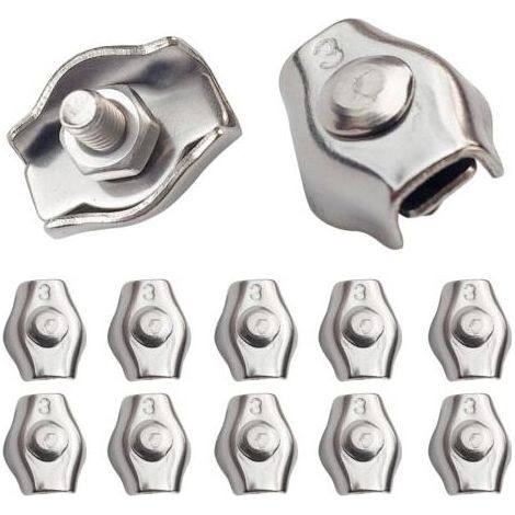 20 Pièces Pince câble métallique Serre-Câble Acier M3 Wire Rope Clips Pour Câble d’Acier 1,5mm-3 mm Serre Cable en Acier Inoxydable Pour Les Chantiers de Construction et Les Navires (1/3)
