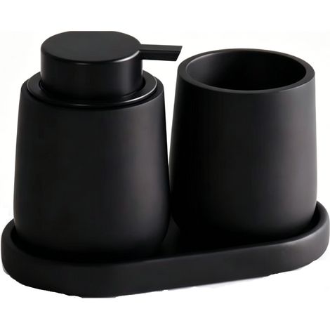 eluno Tesero Badezimmer-Set mit Soft-Touch-Oberfläche, 3-teiliges Badezimmer-Accessoire-Set bestehend aus 1 x Seifenspender, 1 x Becher und 1 (1/5)
