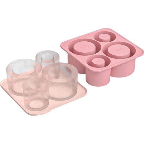 Moule à glaçons rond en silicone rose, compatible avec les verres Stanley, outil à glace écologique (1/5)