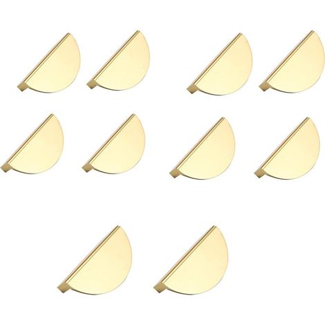 10 maniglie in metallo per cucina, maniglie in metallo dorato per mobili, maniglie in metallo dorato per armadi, mobili da ufficio, comodini, cassettiere, armadi (con viti) (1/5)