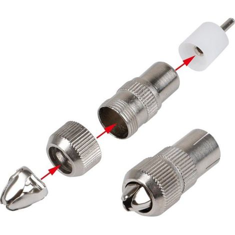 Connecteur Coaxial F - Mâle - Pour Câble RF TV Antenne Satellite Internet - Métal - Lot de 2 (1/2)