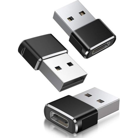Lot de 3 adaptateurs USB vers USB C, convertisseur de câble de chargeur de type C femelle vers USB A mâle (1/5)