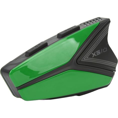 Système de communication sans fil Bluetooth 5.0 2,4 GHz pour casque de moto, étanche, avec réduction du bruit et appels mains libres (vert). (1/5)