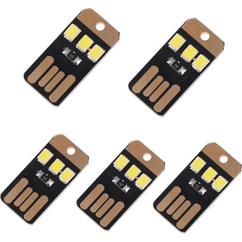 Lot de 5 mini lampes LED USB pour ordinateur portable et lampe de camping Version PCB Idéal pour les urgences randonnée et activités de plein air Porte clés Lampe pour (1/5)