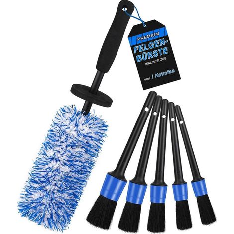 Mikrofaser Felgenbürste extra dünn mit Detailing Pinsel Set, kratzfrei (1/5)