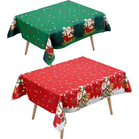 2 Pièces Nappe Noel, 137x183cm Nappe de Noel, Nappes de Noël, Nappes Rectangulaire Noel avec Flocons de Neige Bonhomme de Neige Décoration de Table pour Fête Party (1/5)