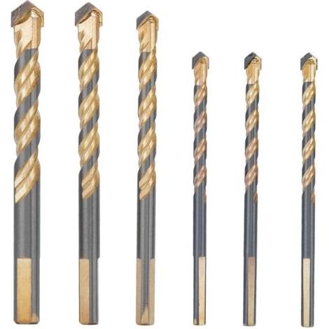 6 Pcs Foret Carrelage Verre 3 x 6mm, 8mm 10mm 12mm Meche Ceramique Forets Faience Porcelaine Forage Fraise pour Brique de Verre Marbre Miroir Bois Diamant (1/5)