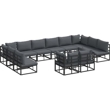 Maison Exclusive - Set Divano da Giardino con cuscino 12 pcs Nero Alluminio