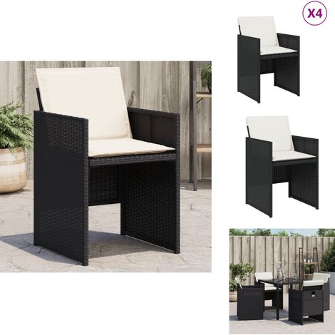 Chaises de jardin lot de 4 avec coussins noir résine tressée - Chaise De Jardin - Fauteuil De Jardin - Mobilier De Jardin - Résine Tressée - Rotin Synthétique (1/5)
