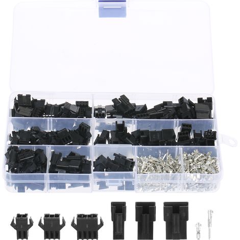 cosse a sertir-Set de Connecteurs Dupont JST 2.54mm – Kit Assortiment de 480 Pièces (Boîtiers 2/3/4 Broches et Connecteurs F/M) pour Câbles Jumper, PC Fan, Robots et DIY (1/3)
