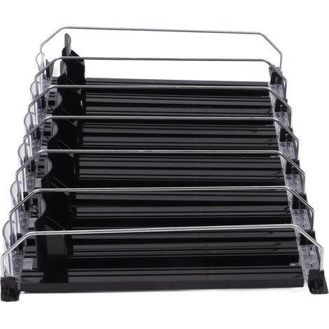 Spingitore automatico per bevande, larghezza di scorrimento regolabile, funzionamento semplice, salvaspazio, nero, organizer automatico per lattine da 31 cm per frigorifero (1/5)