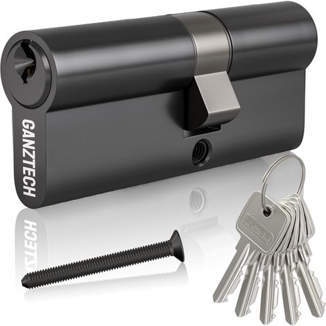 30/55(85mm) Serrure de barillet de porte en noir, clé à clé avec 5 clés standard, serrure à cylindre euro en Alliage d'aluminium, Applicable à composites et UPVC (1/5)