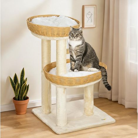 Arbre à chat beige en panneau de particules 48 x 48 x 75,5 cm (1/5)