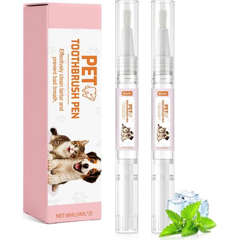Stylo Brosse À Dents Pour Chien Et Chat - Lot De 2 - Silicone Souple - Nettoyage Tartre Et Mauvaise Haleine - Hygiène Buccale Quotidienne - Blanc (1/5)