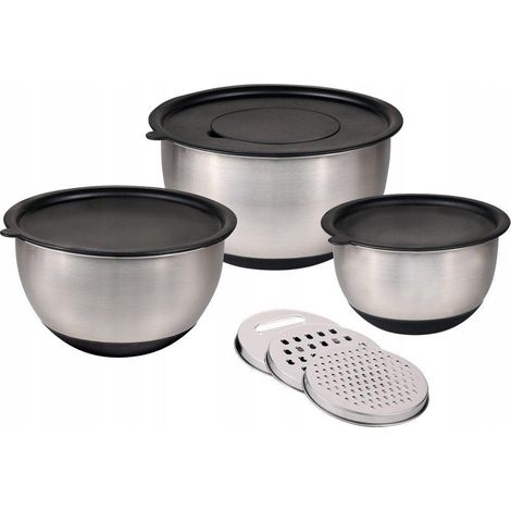 Kesper Set de 3 boles plateados negros de acero inoxidable