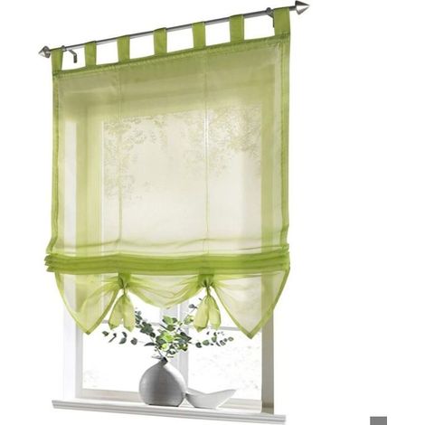 Store bateau à passants - OKZ - Voile transparente - Polyester 100% - Voilage - 80x155 cm (1/4)