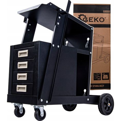 Chariot de soudage Geko noir acier 70 5x70 5 cm