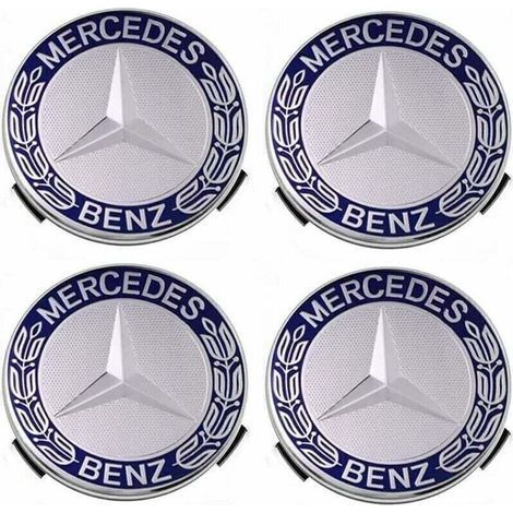 Lot de 4 cache-moyeux compatibles avec Mercedes Benz 75 mm - Bleu,TRIMEC (1/4)