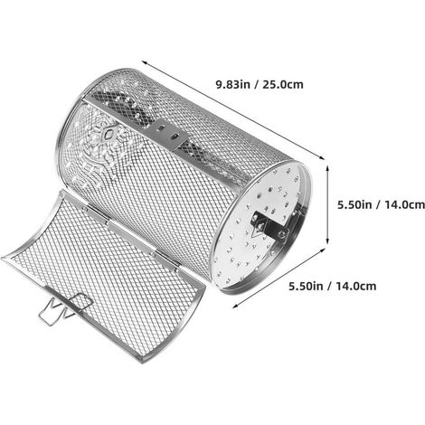 Panier à griller rotatif pour four et friteuse à air chaud, acier inoxydable 140 x 250 mm, cage en treillis métallique (1/4)