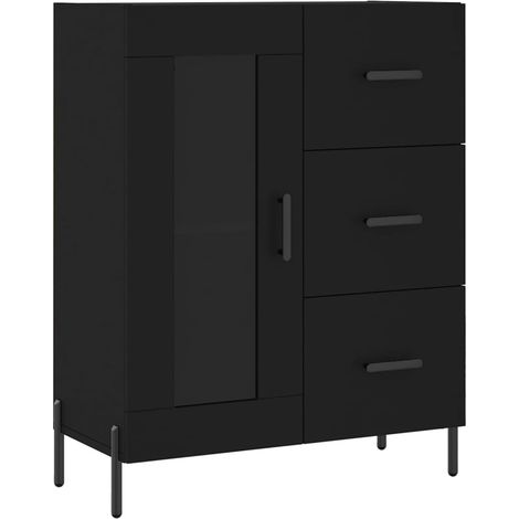 Buffet Meuble de rangement noir 69,5x34x90 cm bois d'ingénierie (1/5)