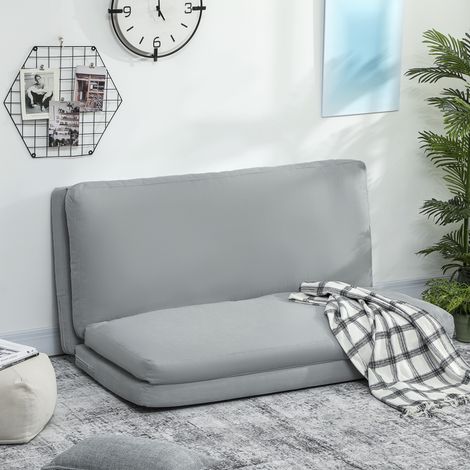 Canapé paresseux chauffeuse convertible pliable en 4 parties, charge 240 Kg, 137,5 x 85,5 x 74 cm, gris clair