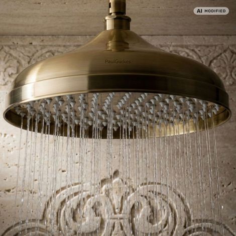Douche Plafonnier Retro 30cm en Laiton Bronze (1/3)