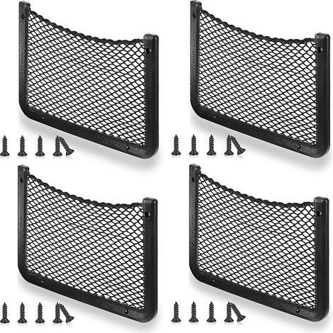 Filet Rangement pour Voiture 4 PCS, Organisateurs Rangement Coffre 36 18CM, Multifonctionnel Sac Pocket Organizer de Voiture pour Ustensiles, Camping-Cars, Bateaux, Maison (avec Vis) (1/5)