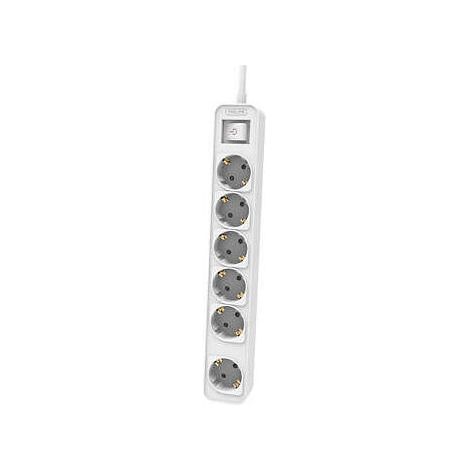 Philips Regletas CHP2164W - Regleta de 6 Enchufes, Cable de 1.5 Metros, Interruptor Principal, Cierre de Seguridad Automático, Indicador LED de Alimentación - Color Blanco (1/2)