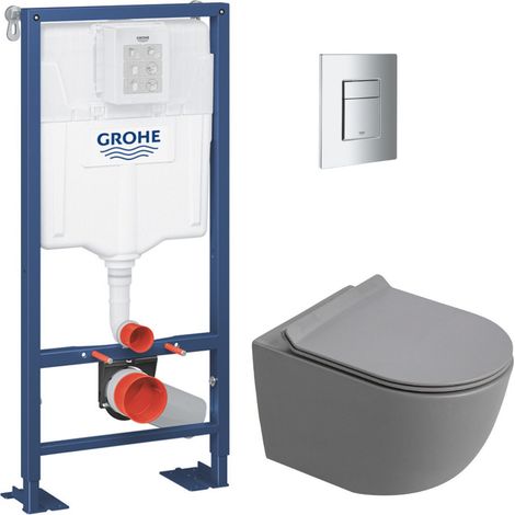 Solido pack WC bâti autoportant + WC suspendu sans bride Ceramia PixL avec abattant SoftClose + plaque (GRCEPXGRMT02FR-FS) (1/5)