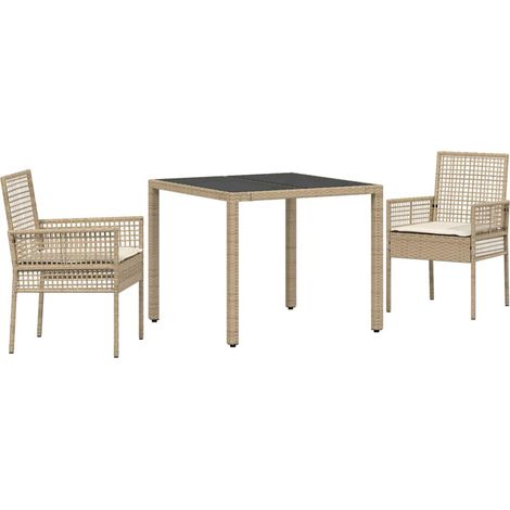 Maison Exclusive - Set da Pranzo per Giardino 3 pcs Beige polyrattan (1/5)