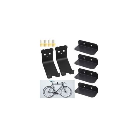 Wandmontierter Fahrradpedalhaken, 6-teiliges Fahrradwandhalterungsset, Wandaufbewahrung, Reifenhalter, schwarz - Crezuo (1/4)