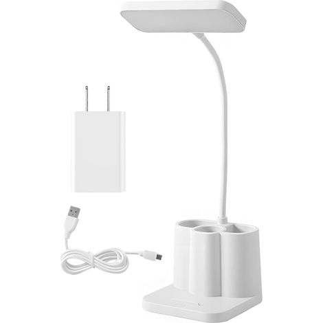 Lampe de bureau LED à luminosité réglable, lampe de lecture rechargeable USB avec porte-stylo (1/5)