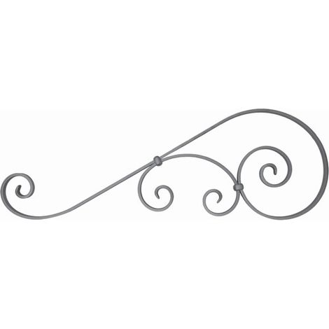 Deco Fer Forge – Volute en S inégale coupe droite 730mm x 250mm – Fer forgé brut à souder – Pour renforcement de sécurité et décoration
