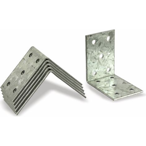 MASTERPROOF PROFESSIONAL Lochplattenwinkel-Set 60 mm x 60 mm x 40 mm x 2 mm, 6-teilig, feuerverzinkt (1/5)