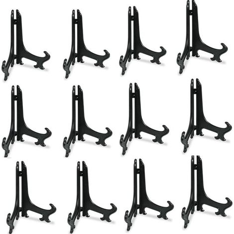 Lot de 12 chevalets en plastique noir pour assiettes, présentoirs et cadres photo - noir - 7,6 cm (1/5)