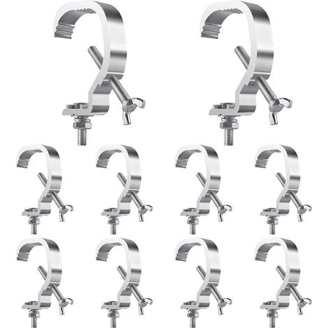 Pinces en C pour structure de scène (paquet de 10), adaptées aux diamètres de tuyaux de 1,18 à 2 pouces, capacité de charge de 55 lb (1/5)