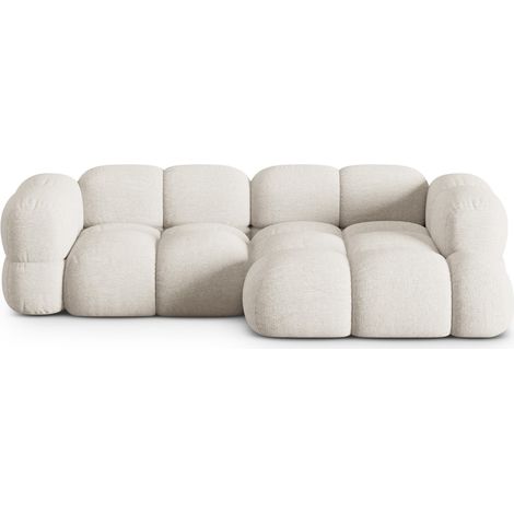 Canapé d'angle droit 3 places en tissu structurel beige (1/5)