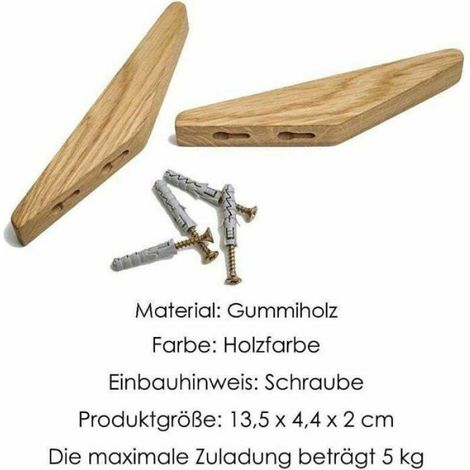 Lot 6 Patères Bois Vintage, Charge 5kg, Patères Murales, Peignoir, Chapeau, Clés, Multi-Usages (1/4)