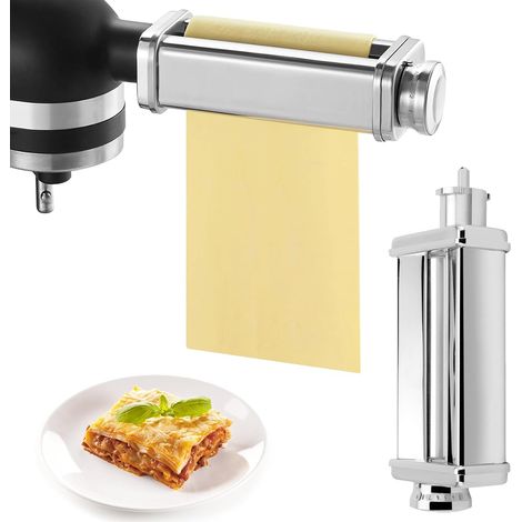 Pasta Accessory 304 Stainless Steel for Processor, Pasta Machine with Knob, 8 Adjustable Thicknesses, Pasta Rolling Mill for Kmix/Chef Accessories, Silver (1/5)
