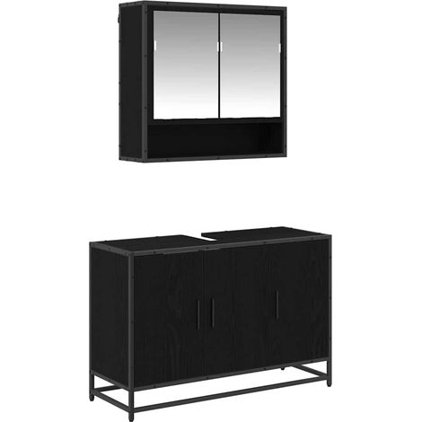 Ensemble de mobilier de salle de bain 2 pcs Chêne noir CFW569652 (1/5)