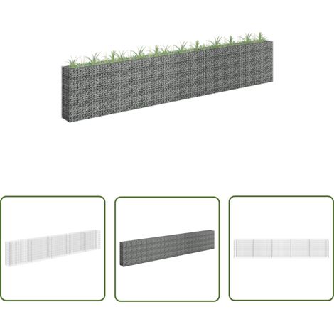 The Living Store Lit surélevé à gabion Acier galvanisé 450x30x90 cm - Jardinière À Gabion - Bac À Plantation - Border Fleurie - Jardin Vertical - Décoration Extérieur (1/5)