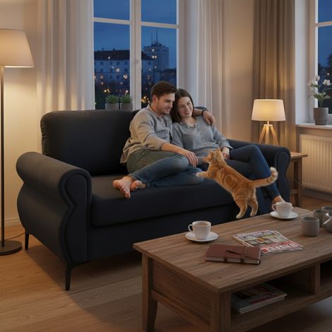 FX-P21EU-BK (SOFA 5180-42) – Canapé compacte pour deux personnes, idéal pour les appartements. Conception durable, haut niveau de confort et rapport qualité-prix très favorable. (1/4)