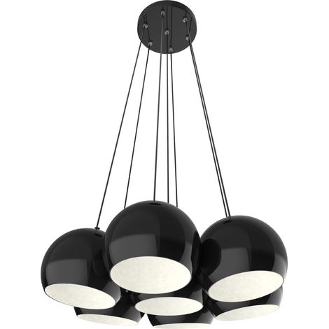 LUMICOM JOE Sospensione, 7X E27, max 42W, metallo, nero lucido bianco, D.25cm (1/4)