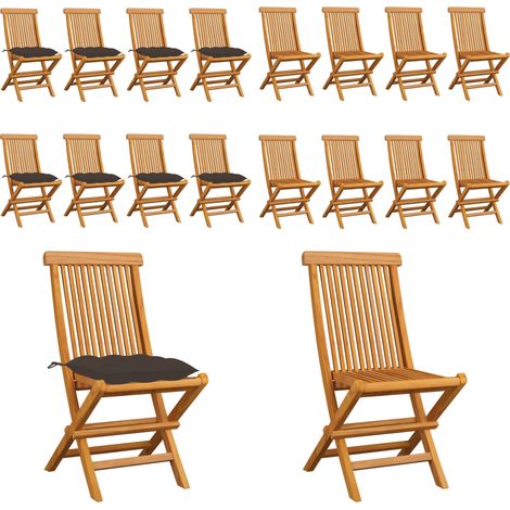 Chaises de jardin et coussins taupe lot de 8 Bois teck massif - Chaise De Jardin Pliable - Chaise De Jardin En Bois - Mobilier De Jardin - Chaise De Terrasse - Fauteuil De Jardin - Home & Living (1/5)