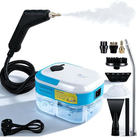 Nettoyeur à vapeur manuel, 1500W Nettoyeur à vapeur portable avec grand réservoir d'eau de 1200ML, nettoyeur à vapeur haute pression avec 7 accessoires pour tous les meubles de cuisine, sol (1/5)