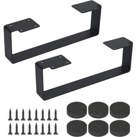Lot de 2 pieds de table en métal - Hauteur : 10 cm - Pied de table stable - Pour tables basses, armoires, buffets, bancs, canapés et lits (29 x 10 cm) (1/5)